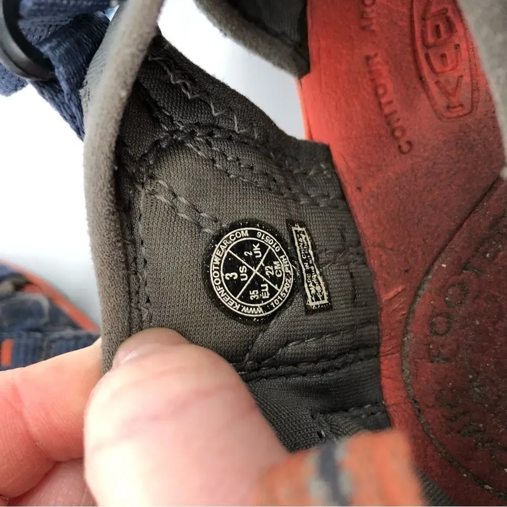 Keen Sandals Boys Size‎ 3 Navy Blue Orange Waterproof
